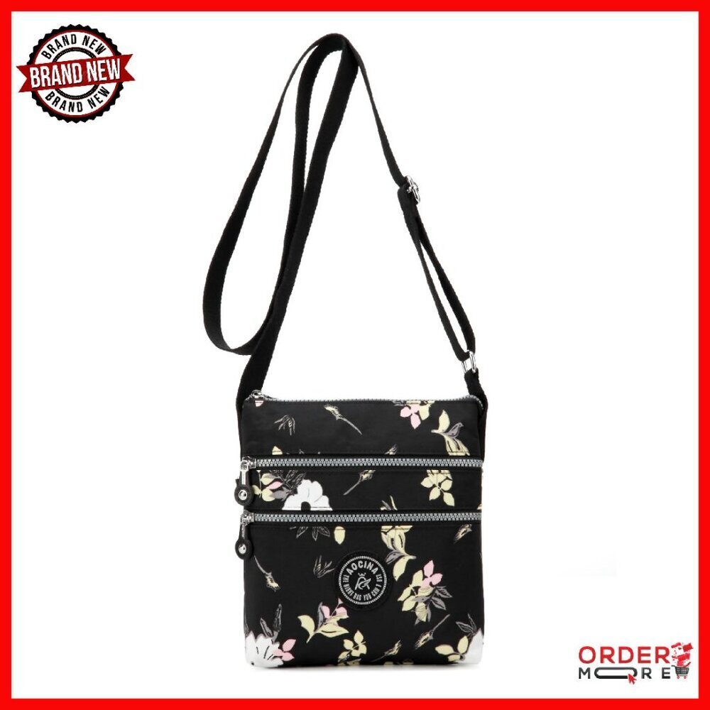 Nylon Crossbody Bag Multi Pocket Lightweight Travel Purse Women